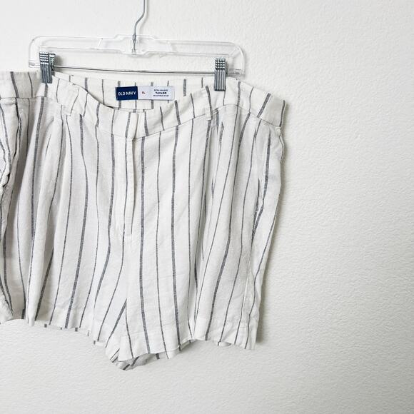 [Old Navy] Striped Navy White Linen Blend Extra High Rise Taylor Shorts Size XL - Picture 9 of 12